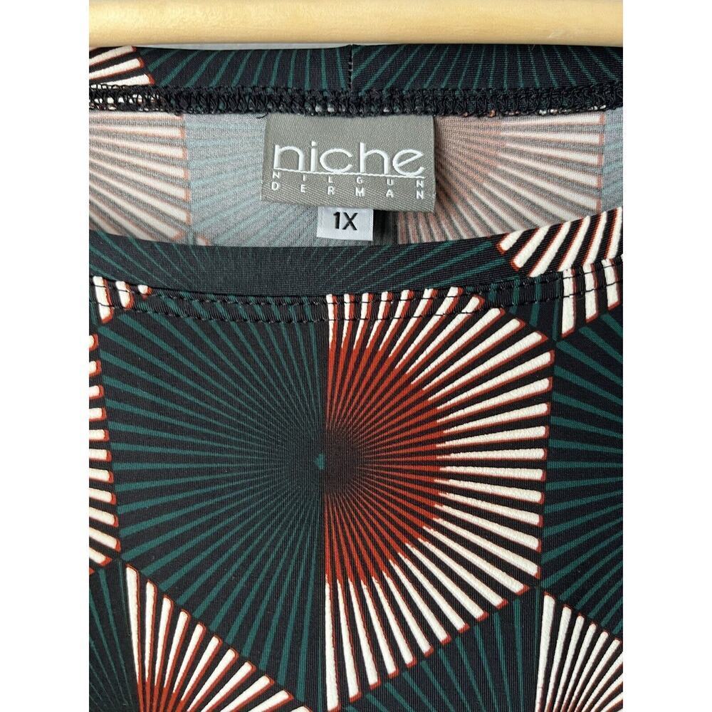 NICHE Nilgun Derman Tunic Top Salsa Size XLarge Fans Print Green Multi - Picture 5 of 5
